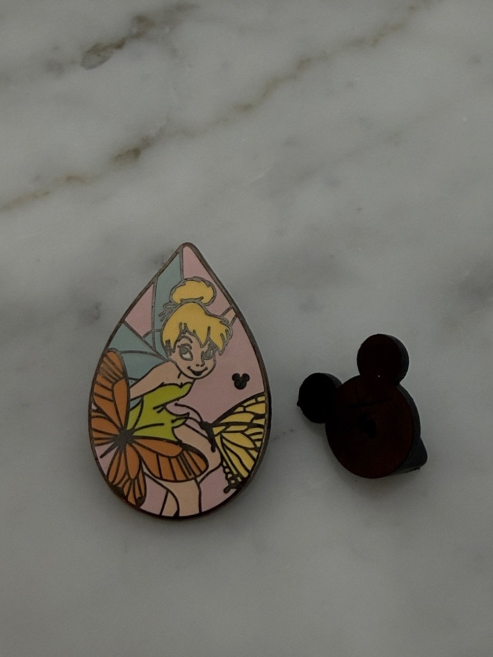 Disney Tinkerbelle Teardrop Enamel Pin - Pink, Yellow, Orange